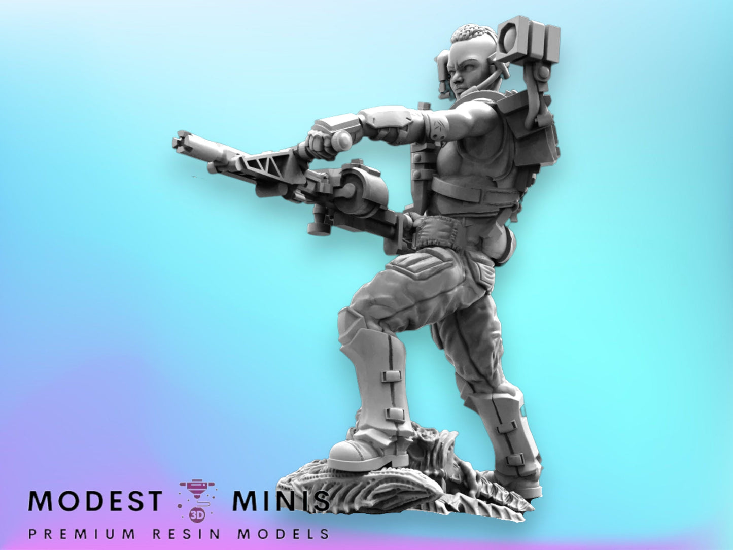 Female Marine Smart Gunner Nia - 32mm Scale Alien Miniature | RPG | Sci fi | Law Upholders | Role Playing | DnD | Papsikel