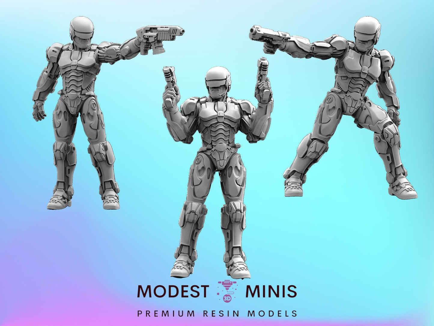 Cop Robo 2014 Black - 32mm Scale Cyberpunk Miniature  | Papsikels