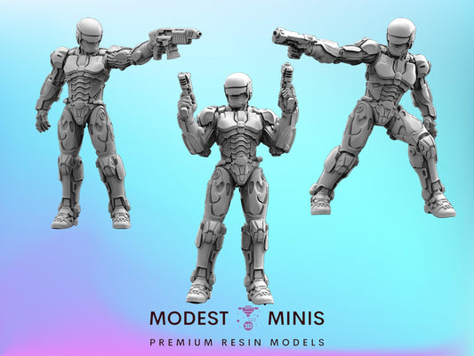 Cop Robo 2014 Black - 32mm Scale Cyberpunk Miniature  | Papsikels