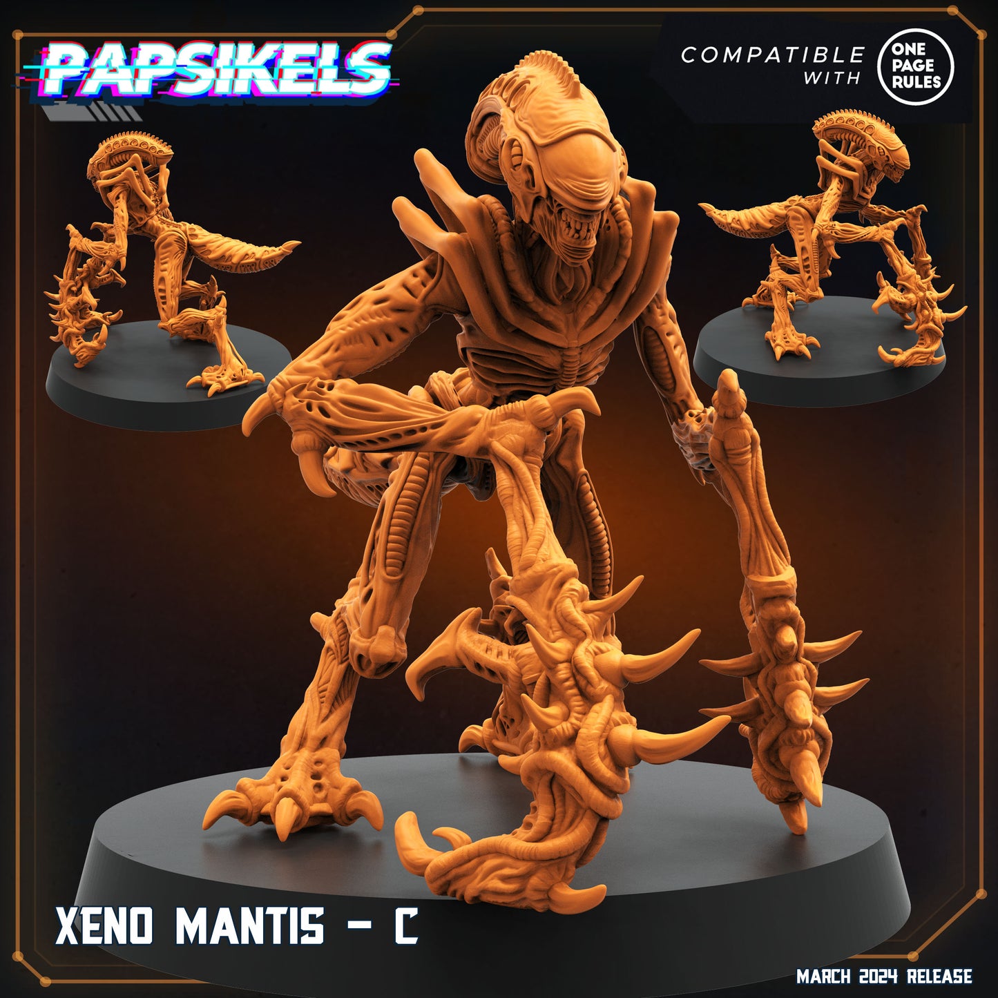 Xeno Mantis Set - 32mm Scale Aliens Miniature | RPG | Sci fi | Papsikels