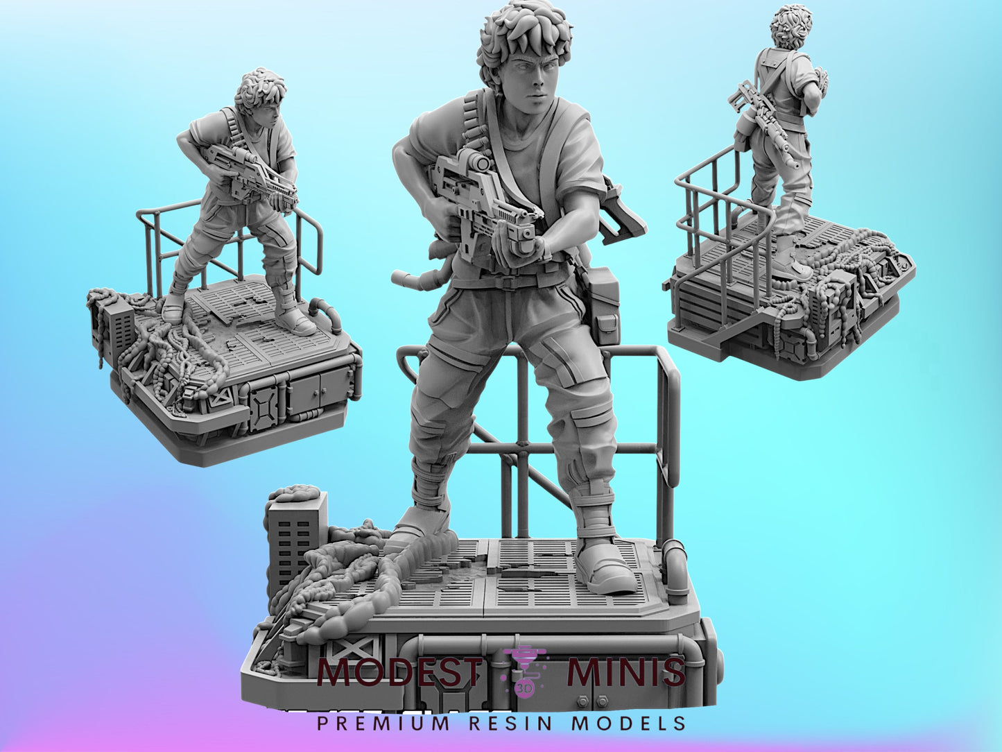 Lieutenant 1st Class  - 32mm Scale Alien Miniature | RPG | Sci fi | Cyberpunk | Role Playing | DnD | Papsikel (Copy)