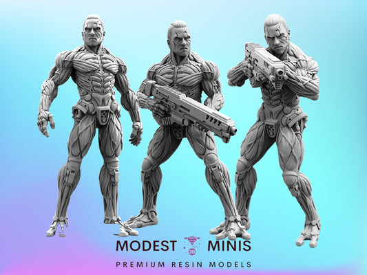 Augmented Soldier Jaron Namir 1-3 - 32mm Scale Cyberpunk Miniature  | Papsikels