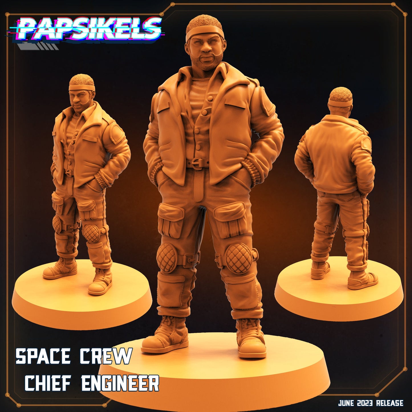 Space Crew Chief Engineer - 32mm Scale Alien Miniature | RPG | Sci fi | Cyberpunk | Role Playing | DnD | Papsikel