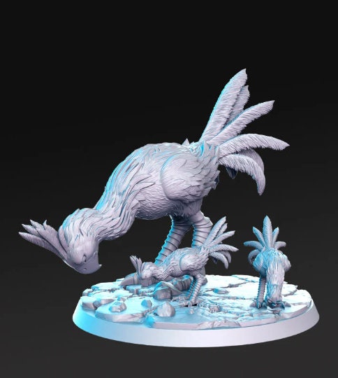 Choco and Chicks - 32mm Scale DnD Miniature | Dungeons and Dragons | JRPG Mini - RN Estudio