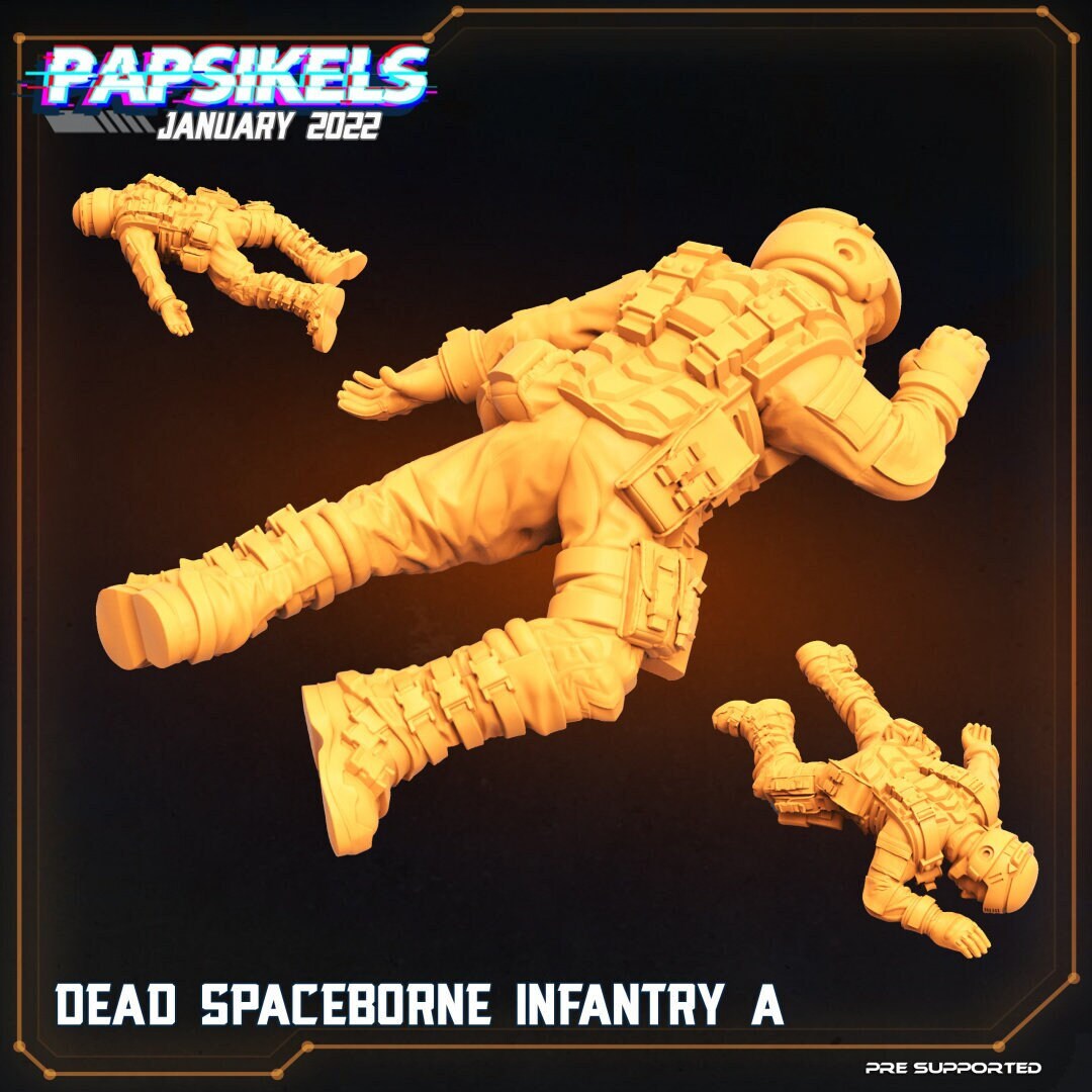 5pc Set Dead Spaceborne Infantry - 32mm Scale Alien Miniature | RPG | Sci fi | Cyberpunk | Role Playing | DnD | Papsikel