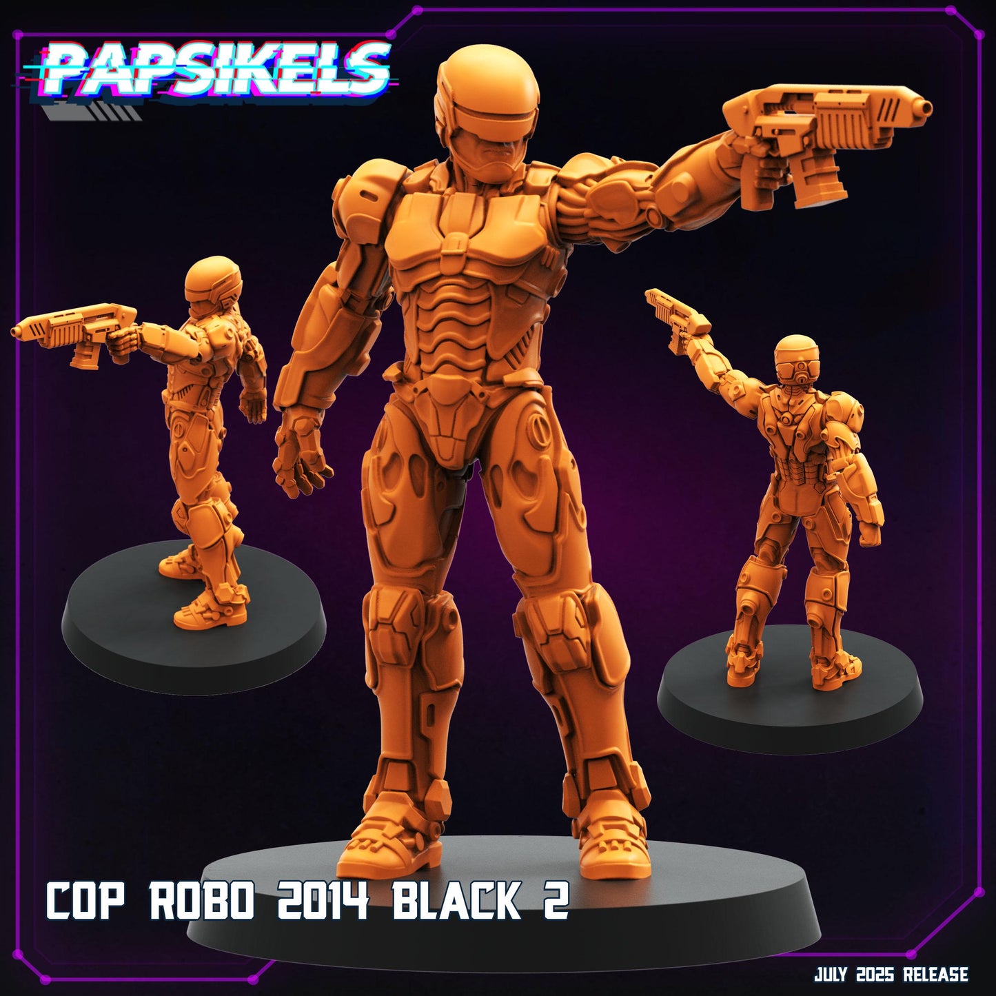 Cop Robo 2014 Black - 32mm Scale Cyberpunk Miniature  | Papsikels