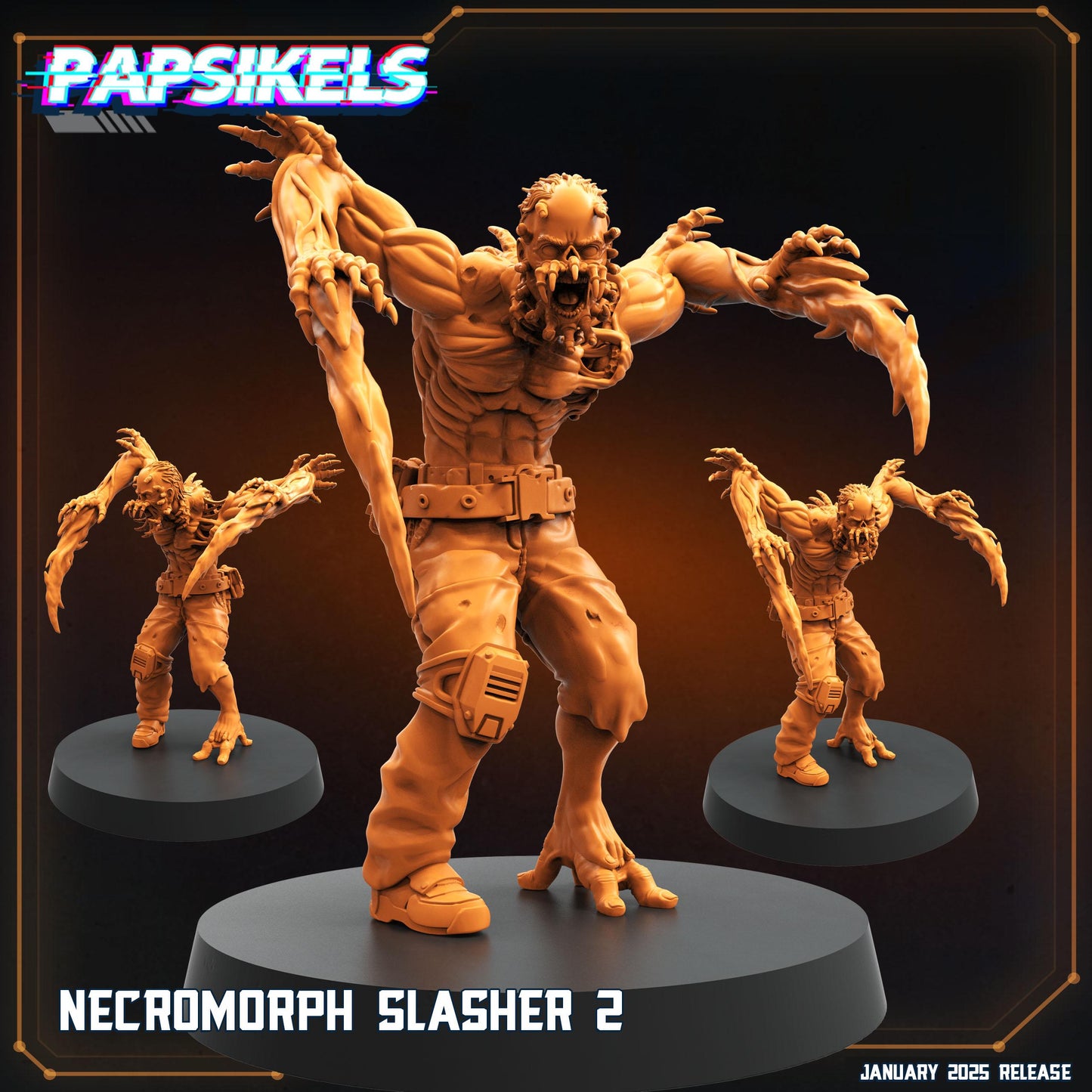 Necromorph Slashers - 32mm Scale Alien Miniature | RPG | Sci fi | Role Playing | DnD | Papsikel