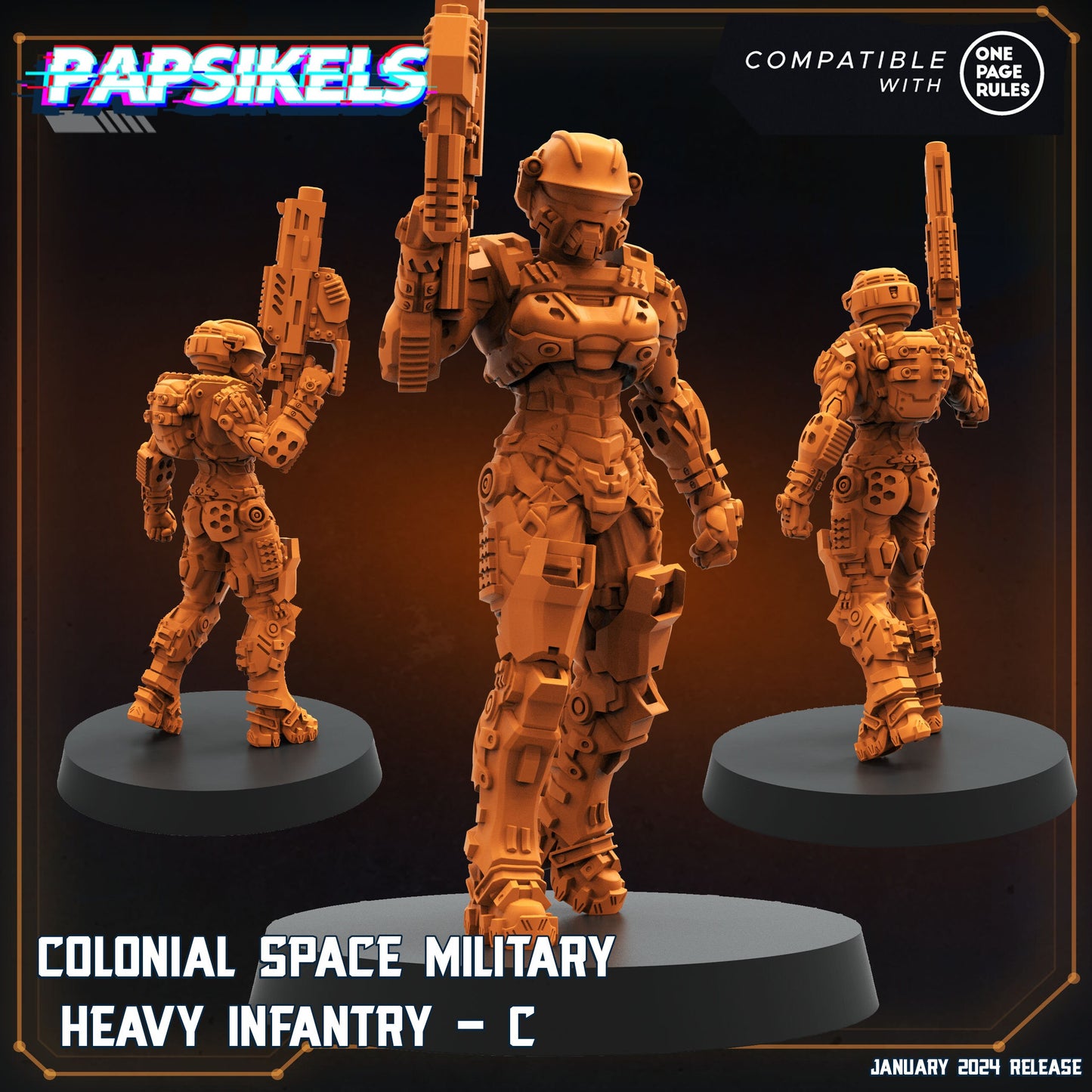 Space Military Heavy Infantry - 32mm Scale Miniature | RPG | Sci fi | Cyberpunk | Role Playing | Papsikel