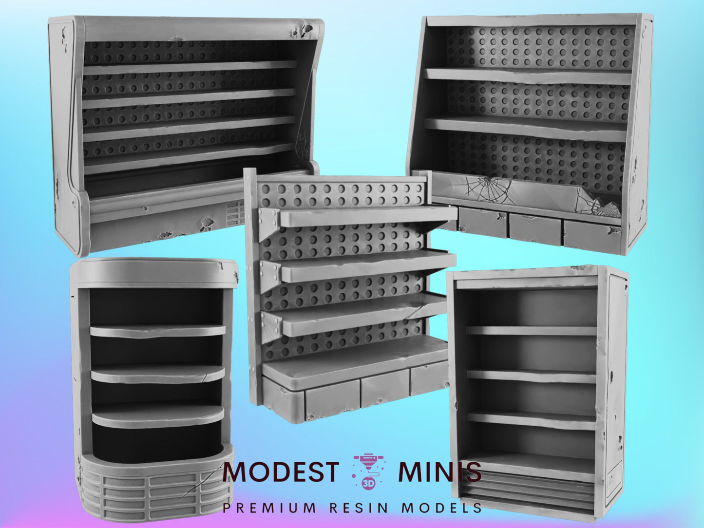 Supermarket Shelving | 28mm - 54mm Scale | Survivor Terrain | Fantasy Scatter | Sci Fi Terrain | EC3D Badlands