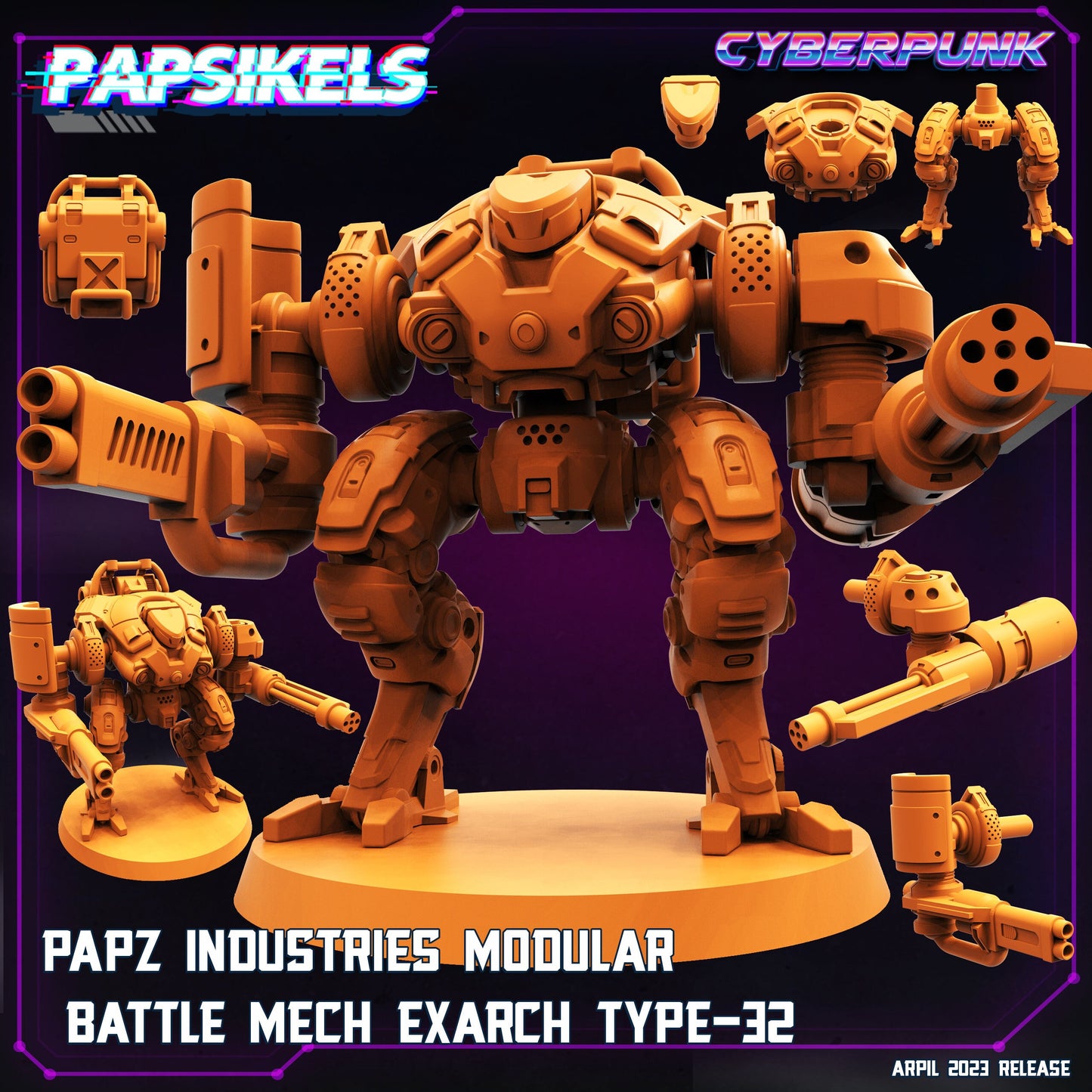 Battlemech Exarch Type 32 - 32mm Scale Alien Miniature  | Cyberpunk | Papsikels