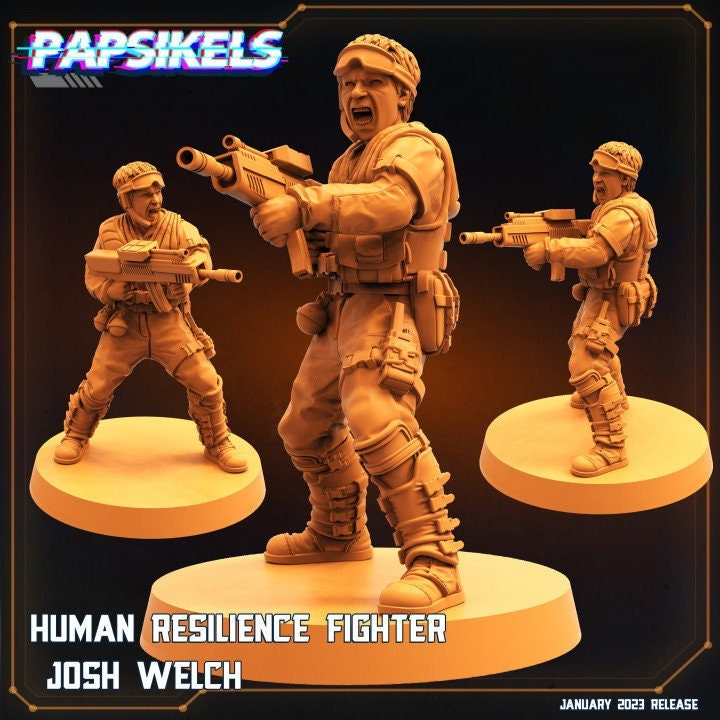 Resilience Fighter Josh Welch - 32mm Scale Resistence | RPG | Sci fi | Cyberpunk | Role Playing | DnD | Papsikel