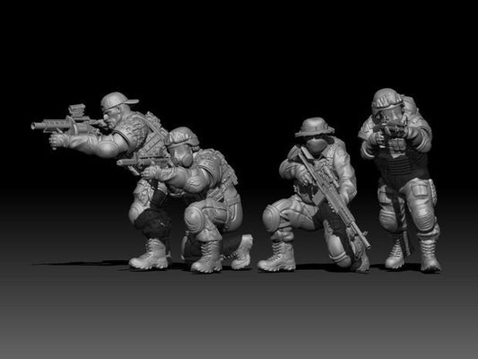 4pc USMC Survivors Set - 28mm Scale Resin Military Miniature | Zona Alfa | Spectre Ops Mini
