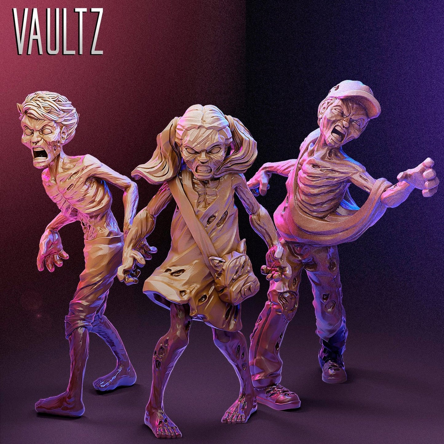 3pc Zombie Kids 1-3 | 28mm - 100mm Scale Resin Mini | Zombicide | Vaultz