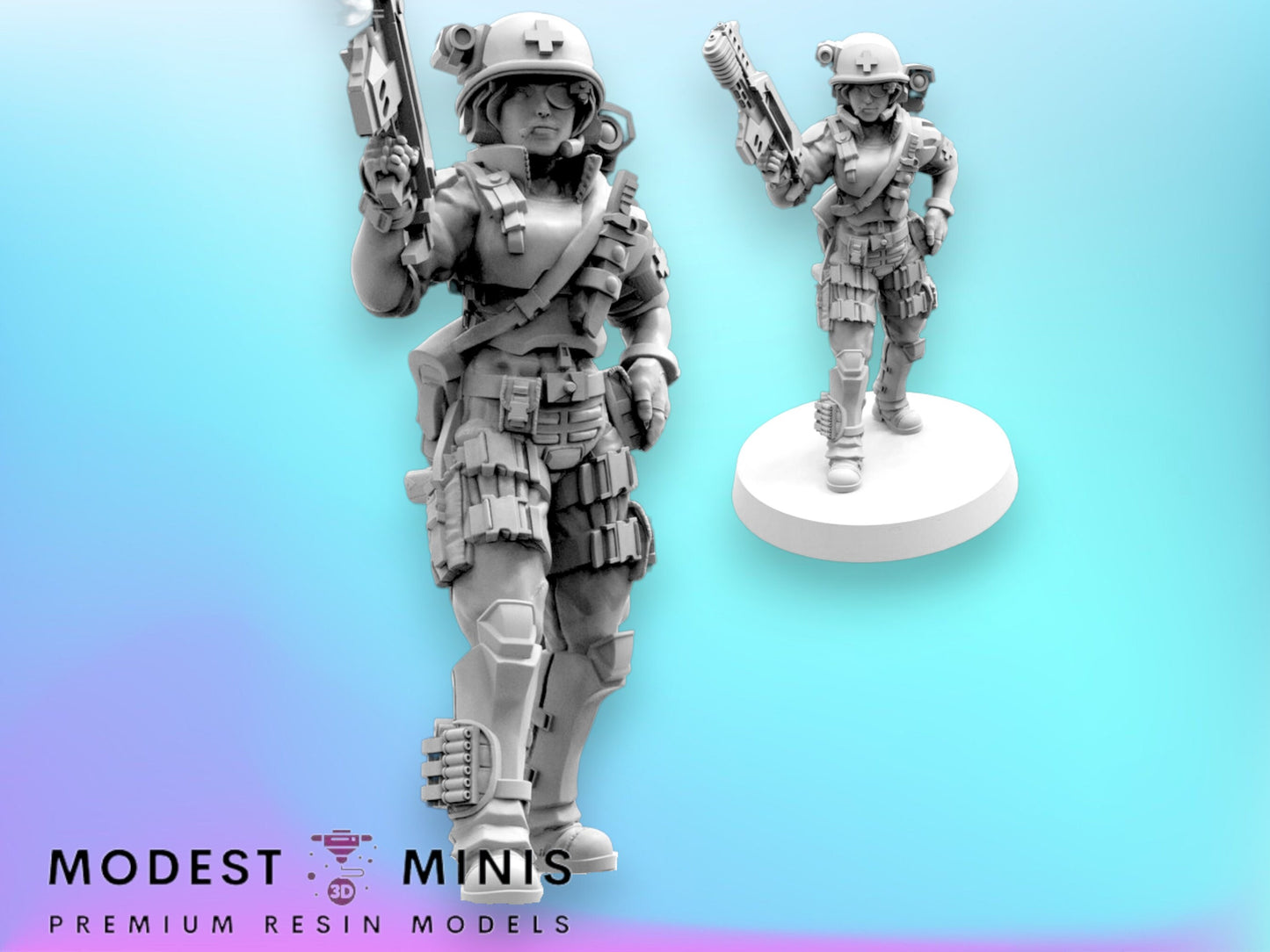 Female Marine Medic Eunice - 32mm Scale Alien Miniature | RPG | Sci fi | Law Upholders | Role Playing | DnD | Papsikel