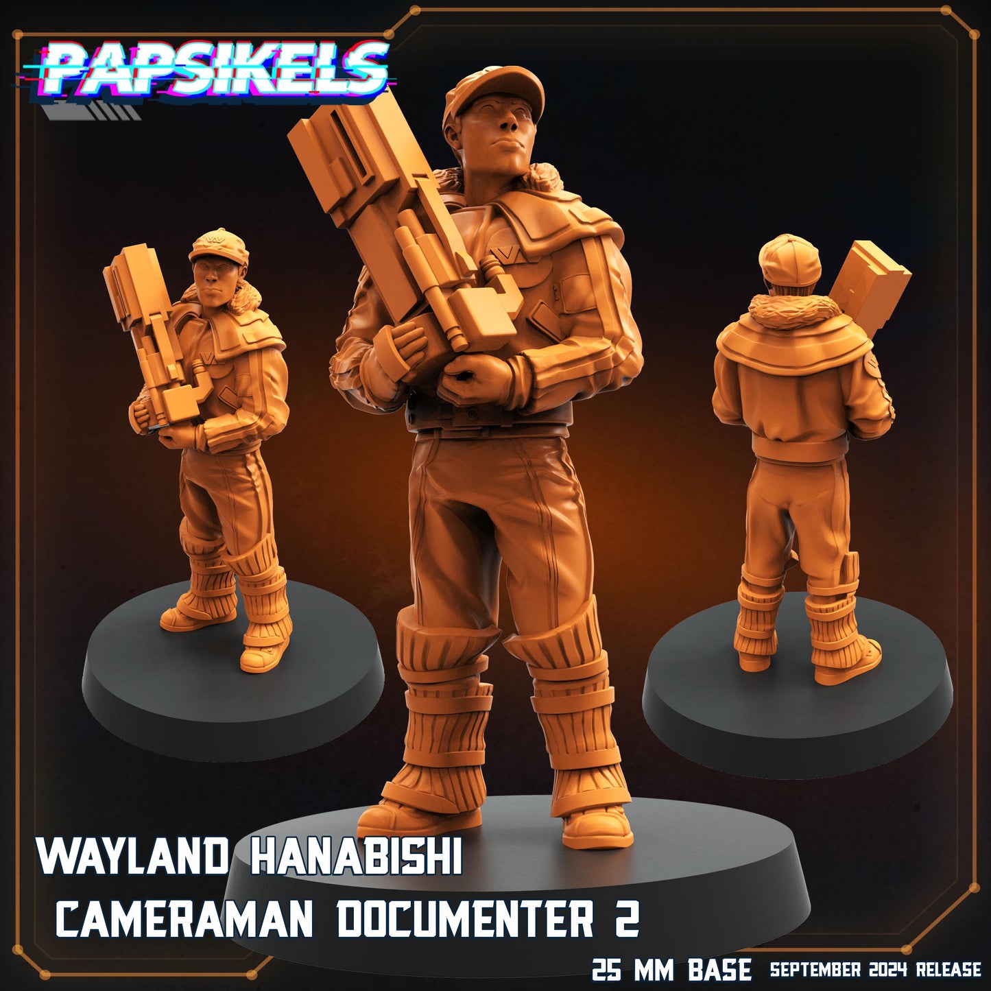 Hanabishi Camerman Documenter - 32mm Scale Alien Miniature | RPG | Sci fi | Cyberpunk | Role Playing | DnD | Papsikel