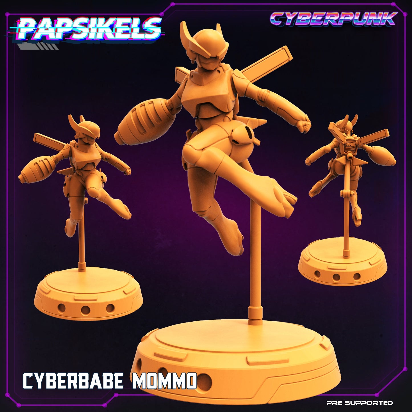 4pc Flying Cyberbabes Set - 32mm Scale Cyberpunk Miniature  | Law Upholders | Papsikels