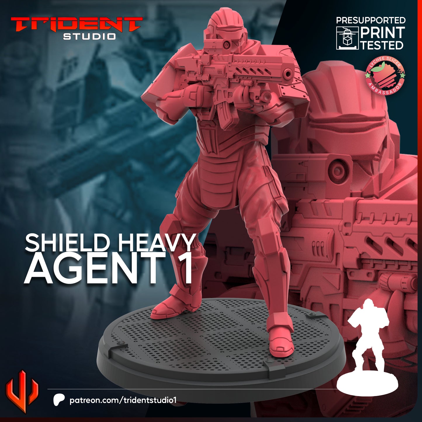 Shield Heavy Agent 1-3 | 32mm - 40mm Mini | Crisis Protocol Proxy | Superhero | Trident