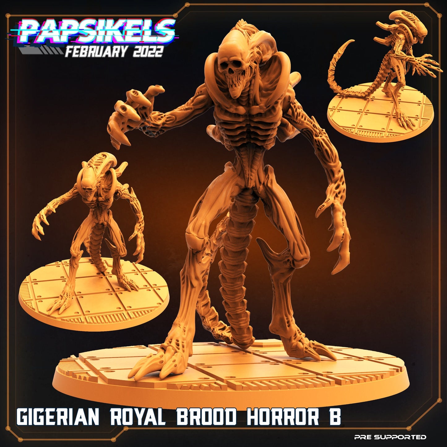 75mm Royal Brood Horror B - 32mm Scale Alien Miniature | RPG | Sci fi | Cyberpunk | Role Playing | DnD | Papsikel