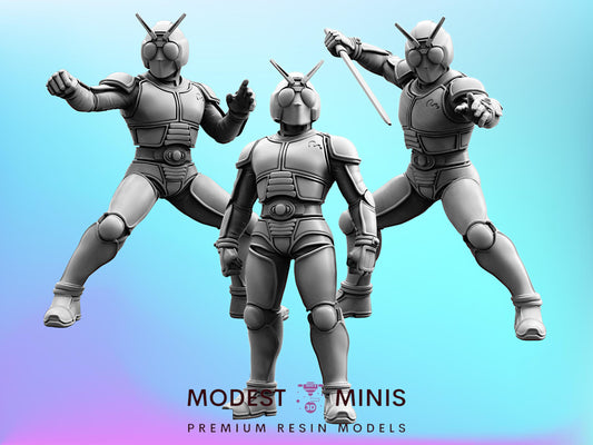 Masked Cyber Rider Blue 1-3 - Resin Cyberpunk Miniature  | Papsikels