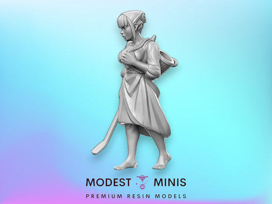 Villager NPC Evy groundskeeper - 32mm Scale DnD Miniature | Dungeons and Dragons | JRPG Mini - RN Estudio