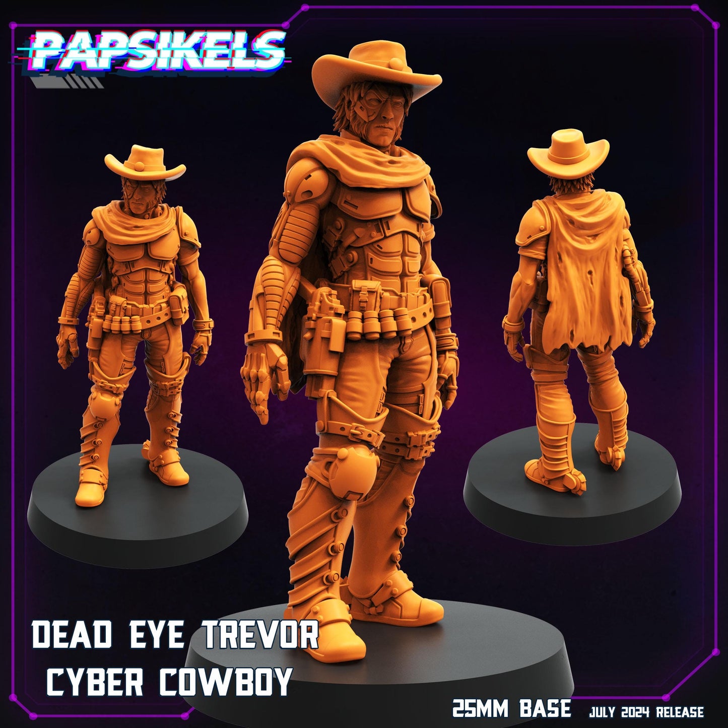 Dead Eye Trevor Cyber Cowboy - Resin 3D Print Alien Miniature | RPG | Sci fi | Cyberpunk | Role Playing | DnD | Papsikel