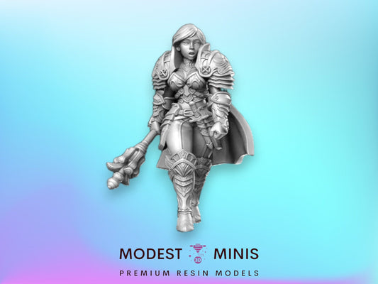 Caliope Female Paladin - 32mm Scale DnD Miniature | Dungeons and Dragons | JRPG Mini - RN Estudio