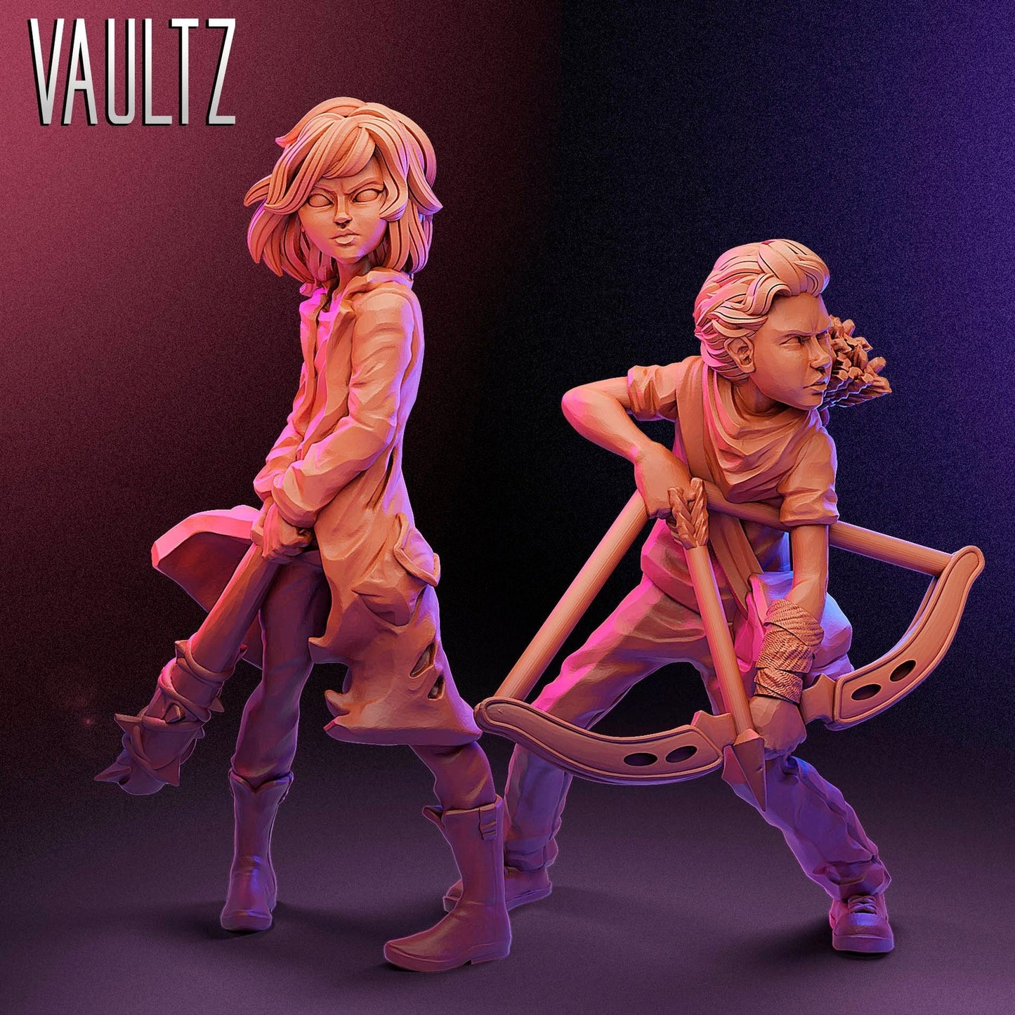 Survivor Children | 28mm - 100mm Scale Resin Mini | Zombicide | Vaultz