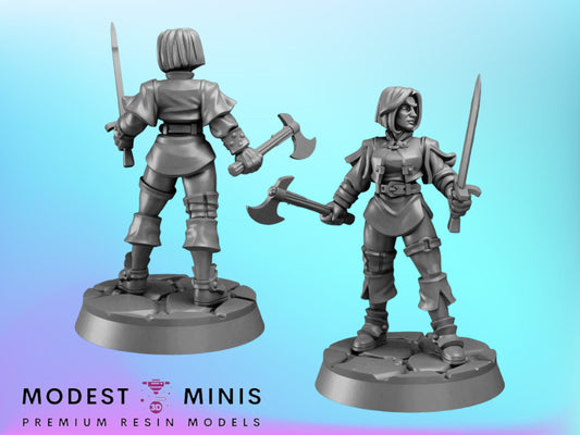 Woman Fighter | 28mm - 75mm Scale | DnD Frostgrave Mini | Vae Victis Fantasy