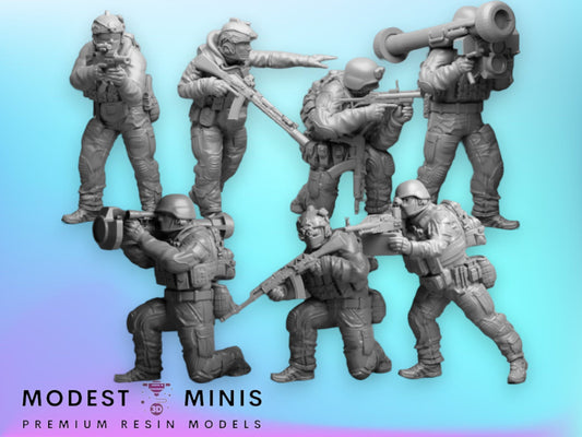 7pc Ukranian Special Op Forces - 28mm Scale Resin Military Miniature | Zona Alfa | Spectre Ops Mini