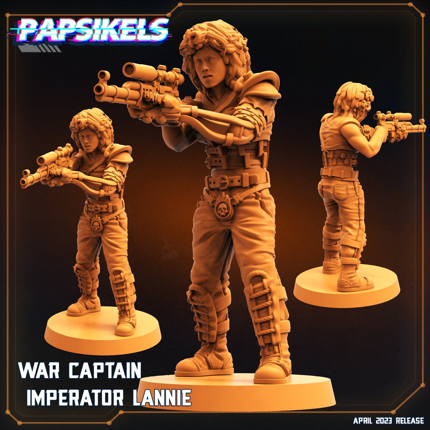 War Captain Imperator Lannie - Resin Miniature | RPG | Sci fi | Cyberpunk | Role Playing | DnD | Papsikel Wardudes