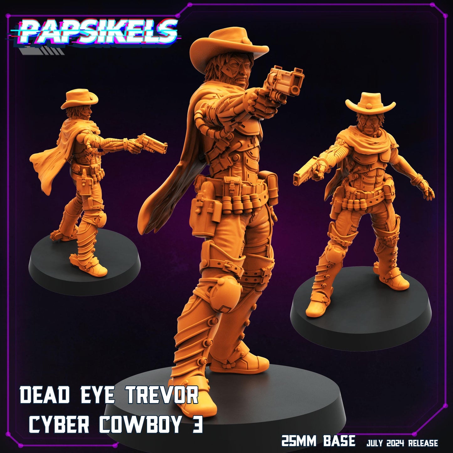 Dead Eye Trevor Cyber Cowboy - Resin 3D Print Alien Miniature | RPG | Sci fi | Cyberpunk | Role Playing | DnD | Papsikel