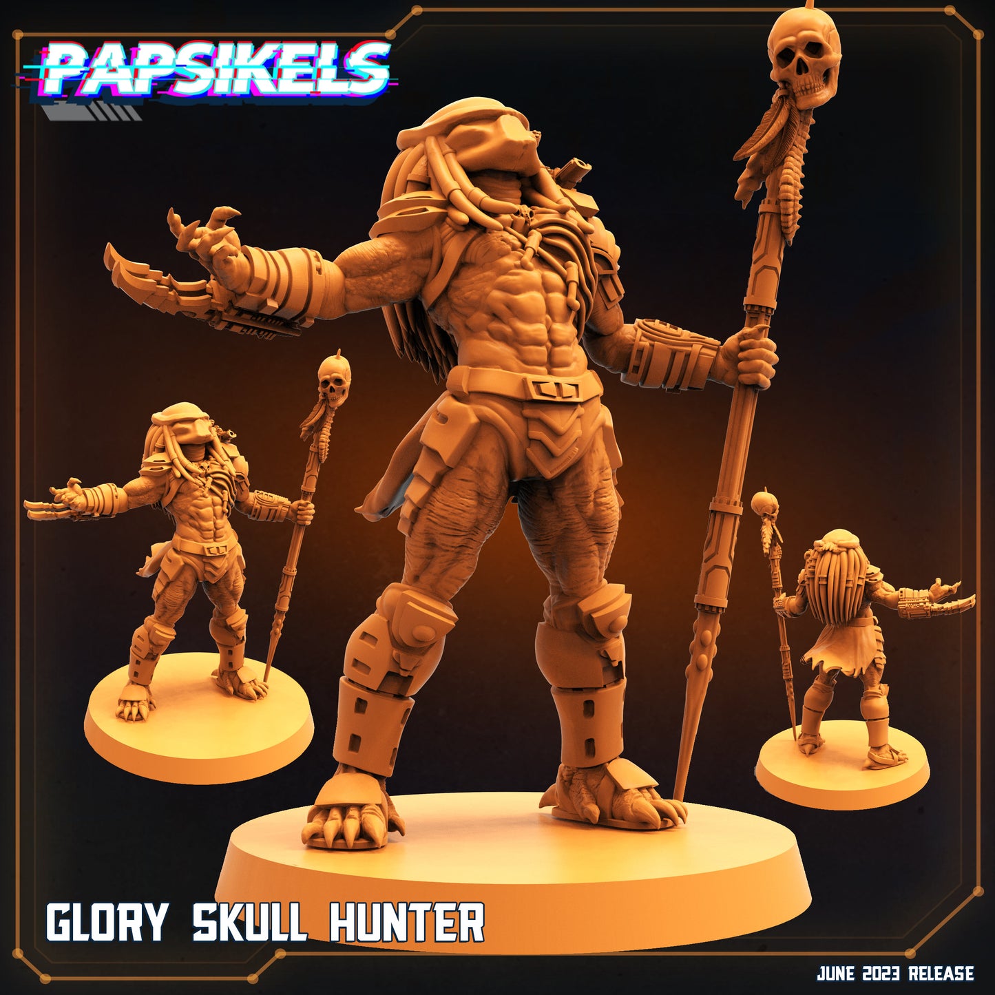 Glory Skull Hunter - 32mm Scale Alien Miniature | RPG | Sci fi | Cyberpunk | Role Playing | DnD | Papsikel