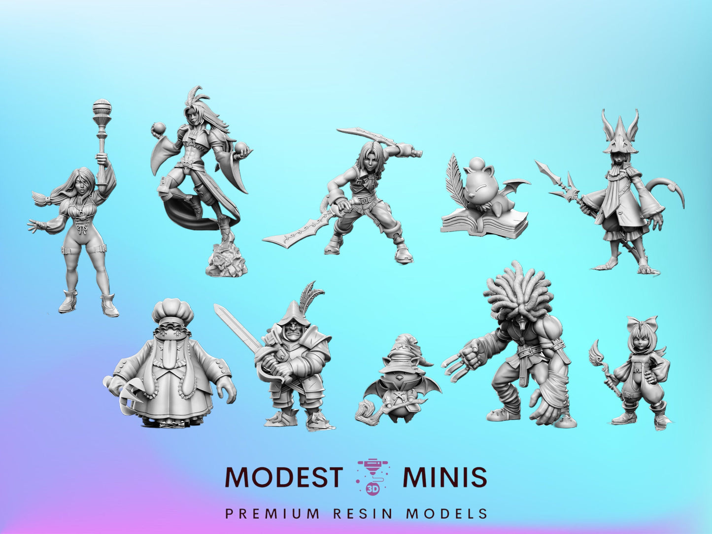 FF9 Bundle 10pc - 32mm Scale DnD Miniature | Dungeons and Dragons | JRPG Mini - RN Estudio