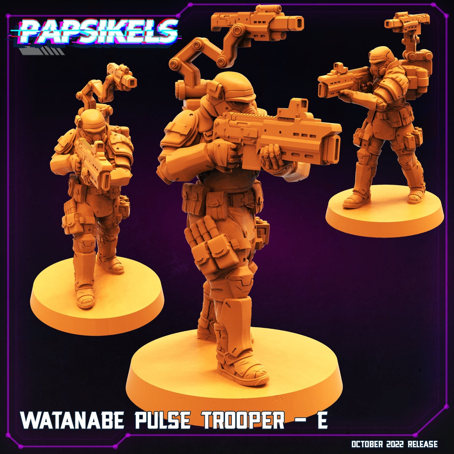 Watanabe Pulse Trooper E Cyberpunk - 32mm Scale Alien Miniature | RPG | Sci fi | Batang City | Role Playing | DnD | Papsikel