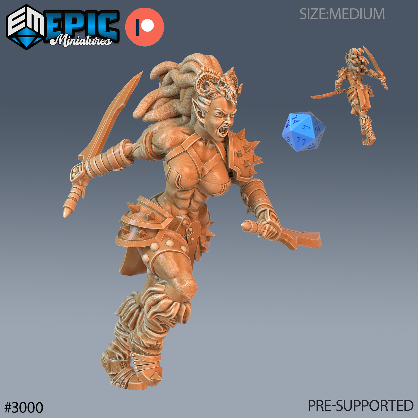 Dark Elf Barbarian | 28mm - 75mm Scale Dinosaur Miniature | DnD Frostgrave Mini | Epic