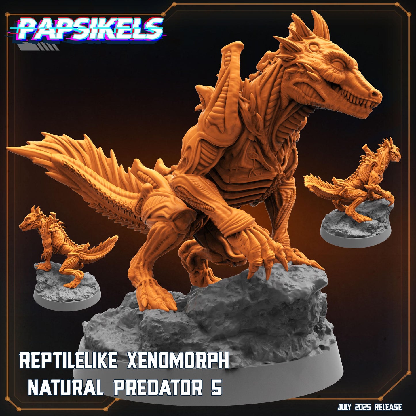 7pc Reptilelike Xeno Natural Predator Set - Resin 3D Print Alien Miniature | RPG | Sci fi | Cyberpunk | Role Playing | DnD | Papsikel
