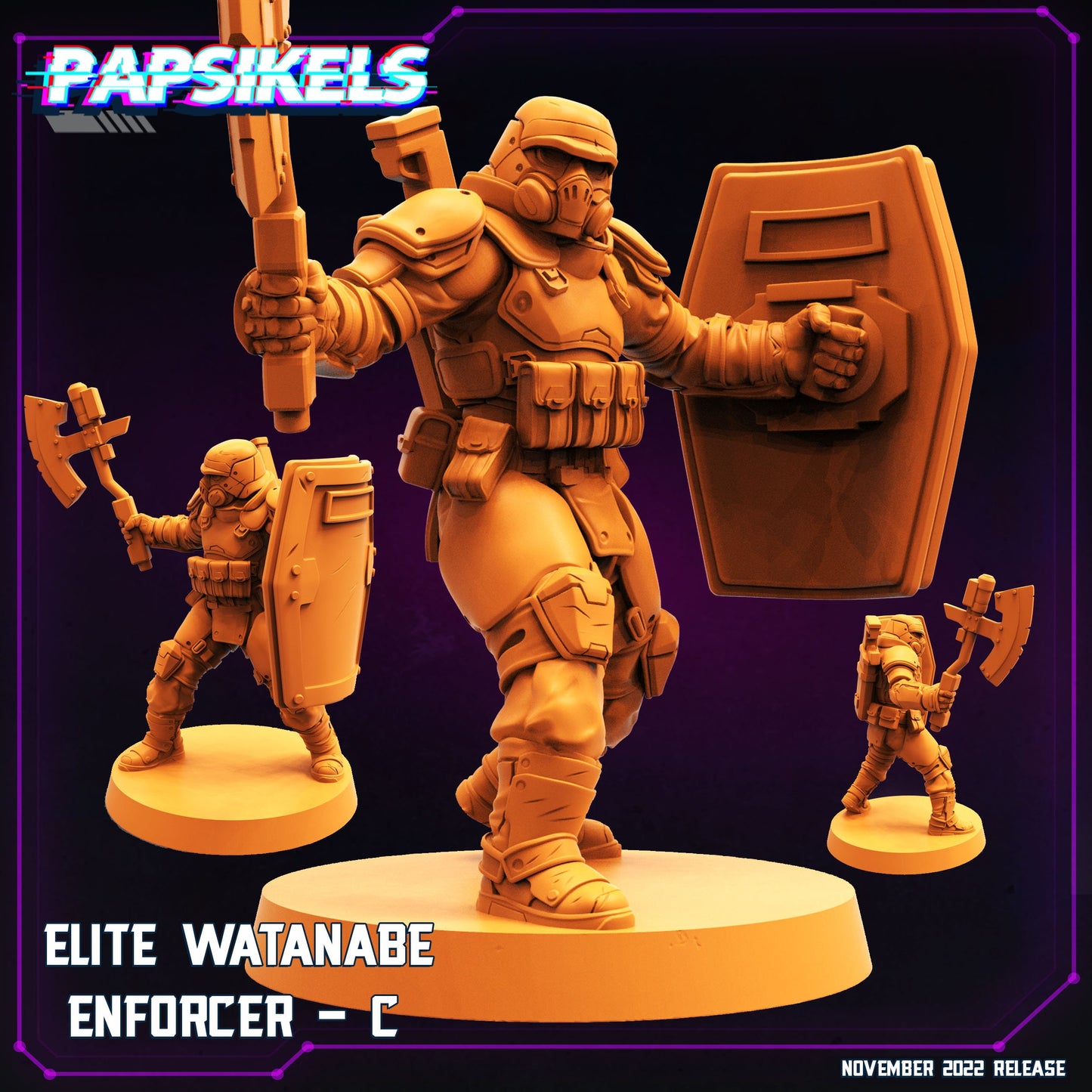 5pc Elite Watanabe Enforcers - 32mm Scale Alien Miniature | RPG | Sci fi | Cyberpunk | Role Playing | DnD | Papsikel