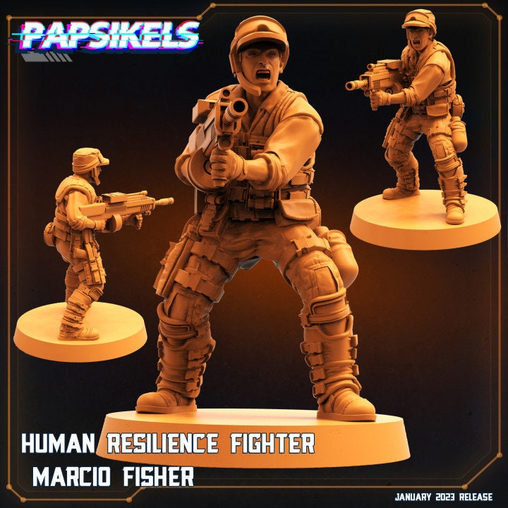 9pc Resilience Fighters Set Jan - 32mm Scale Resistence | RPG | Sci fi | Cyberpunk | Role Playing | DnD | Papsikel