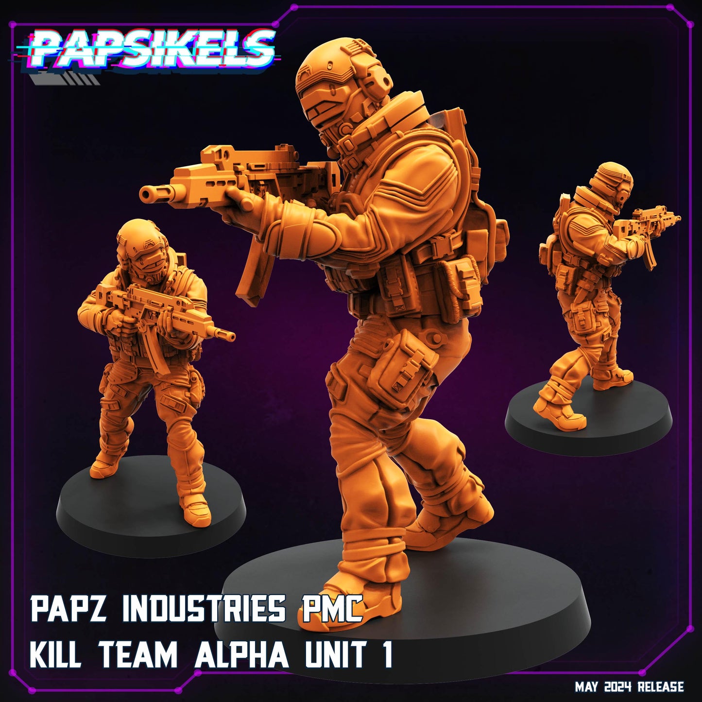 PMC Kill Team Alpha Squad - 32mm Scale Cyberpunk Mini  | Papsikels