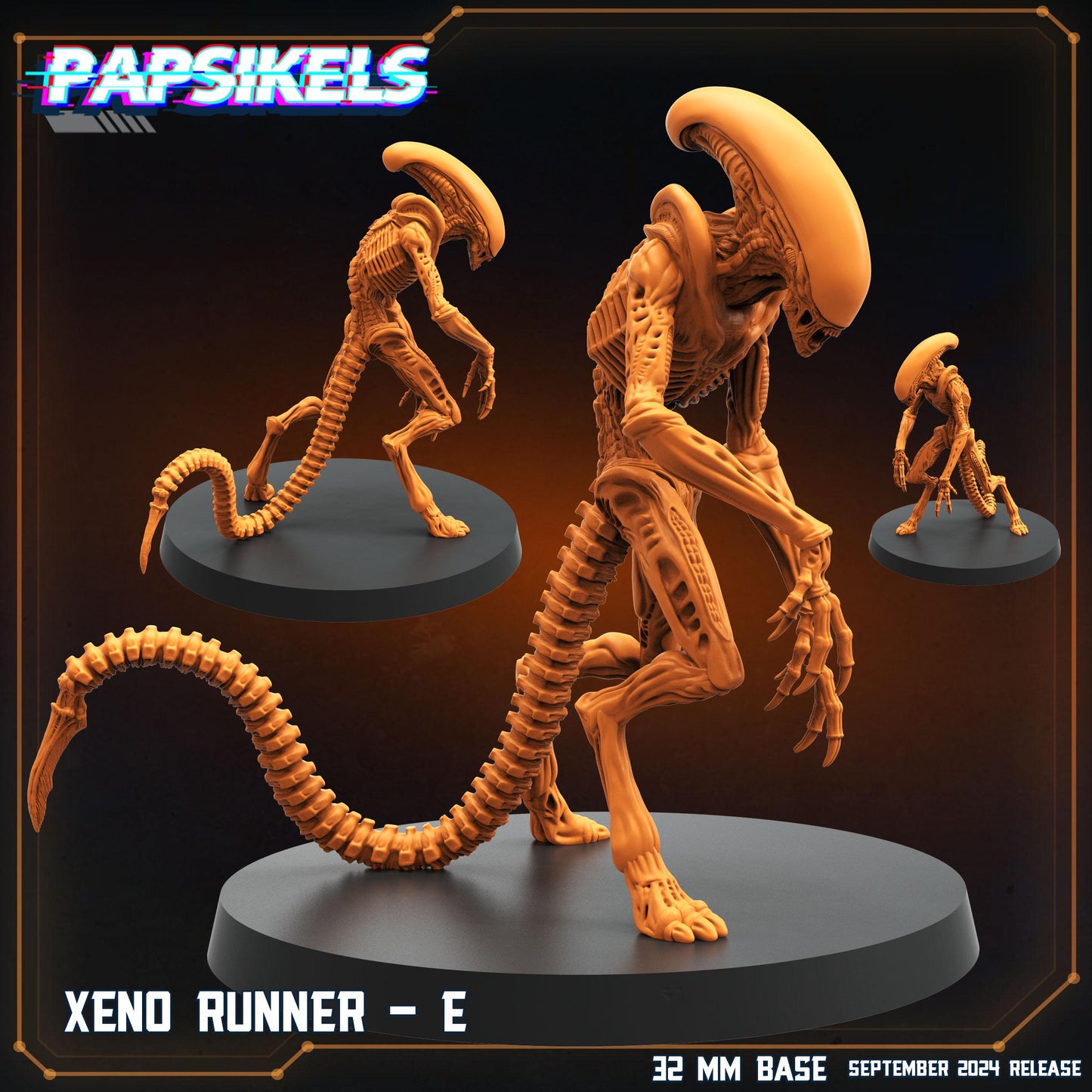 Xeno Runner A-E - 32mm Scale Alien Miniature | RPG | Sci fi | Cyberpunk | Role Playing | DnD | Papsikel