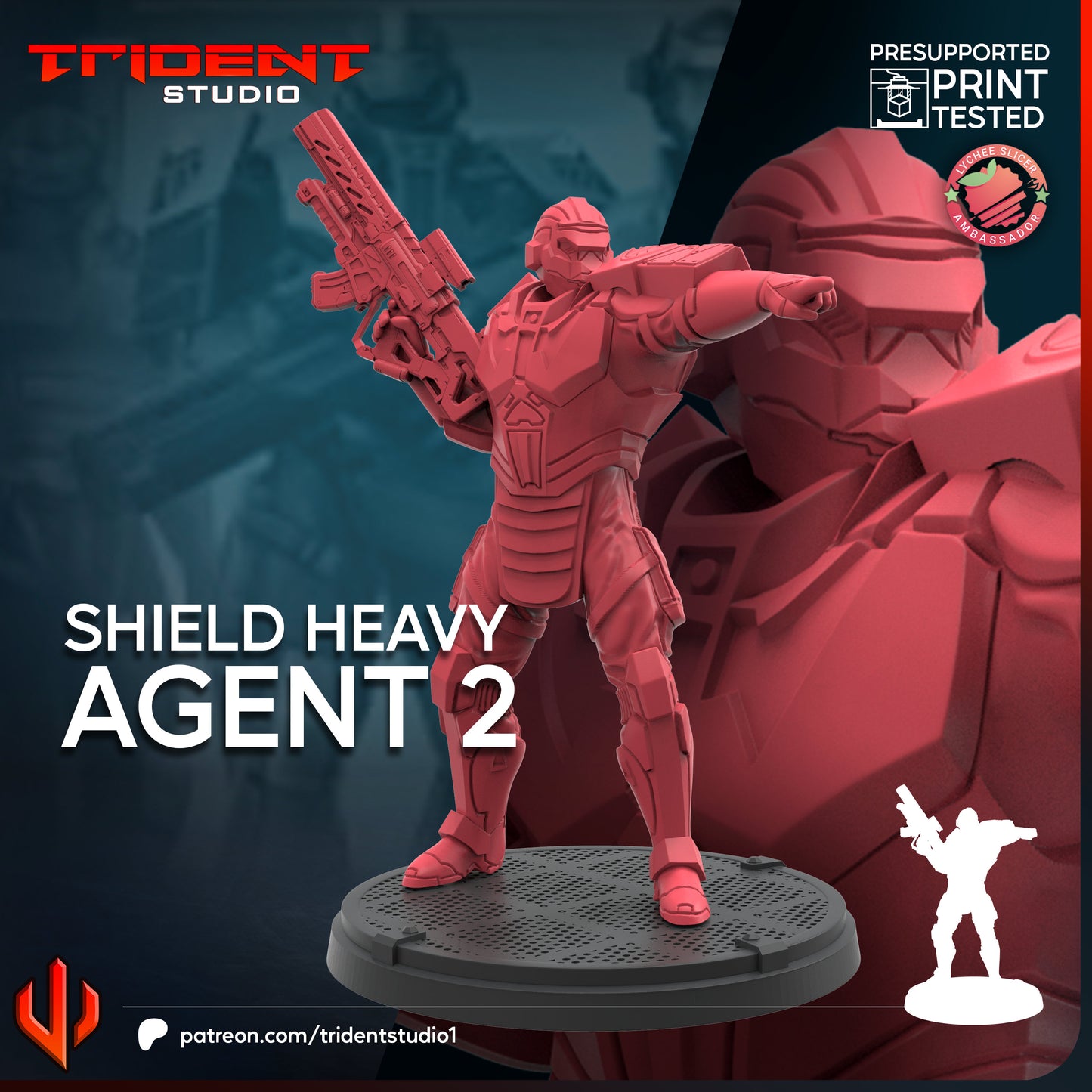 Shield Heavy Agent 1-3 | 32mm - 40mm Mini | Crisis Protocol Proxy | Superhero | Trident