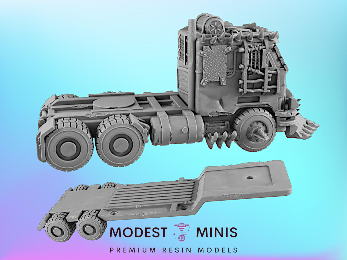 EC3D Badlands Semi Truck and Trailor | 28mm - 40mm Scale | Survivor Terrain | Fantasy Scatter | Sci Fi Terrain | EC3D Badlands