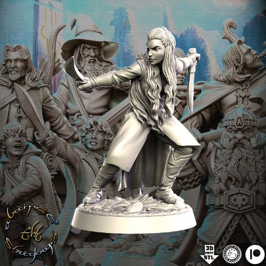 Aurielle Female Elf - 32mm Scale DnD Miniature | Dungeons and Dragons | JRPG Mini - RN Estudio