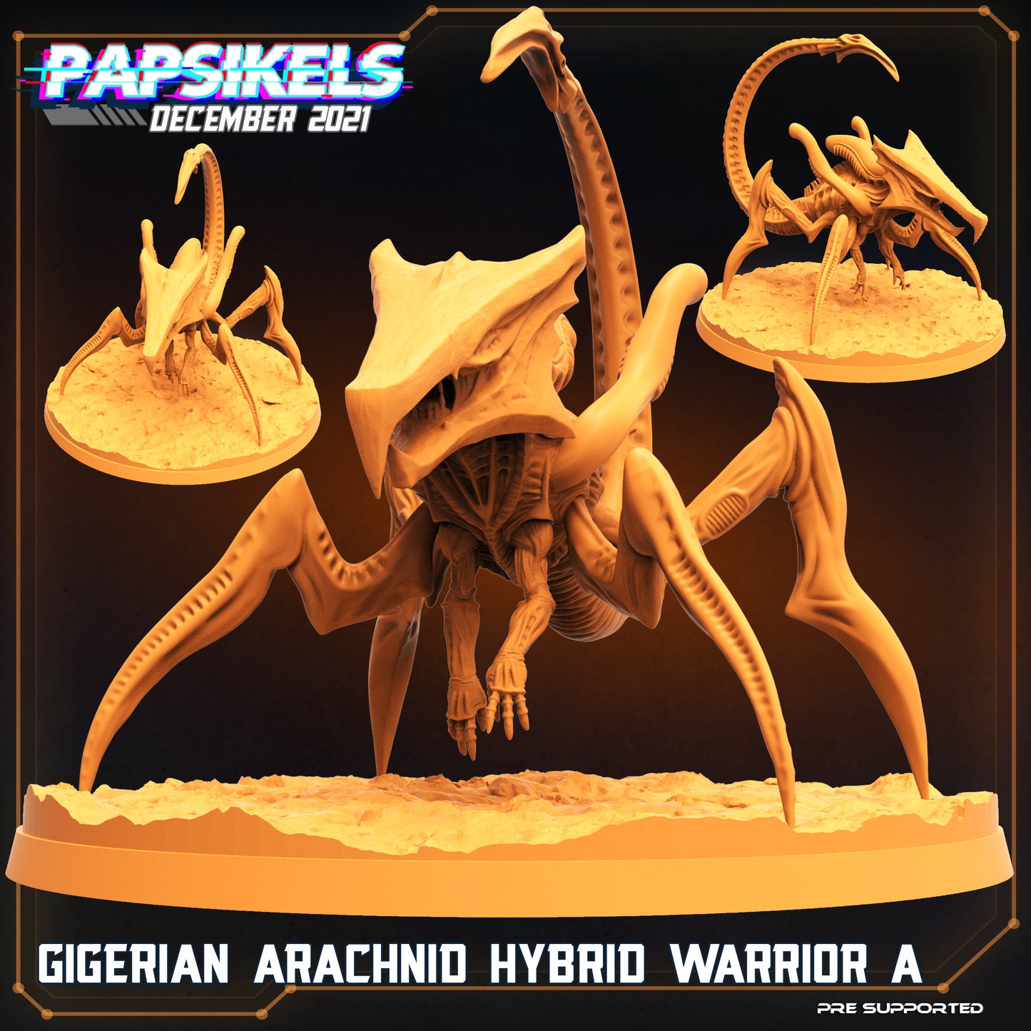 75mm Alien Arachnid Hybrid Warrior A - 32mm Scale Alien Miniature | RPG | Sci fi | Cyberpunk | Role Playing | DnD | Papsikel