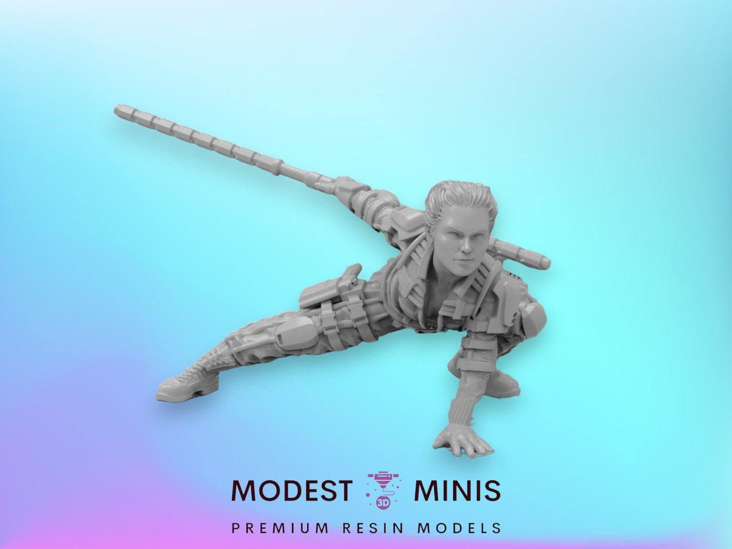 Black Florence Crouching - 40mm  Miniature | Crisis Protocol Proxy | Trident