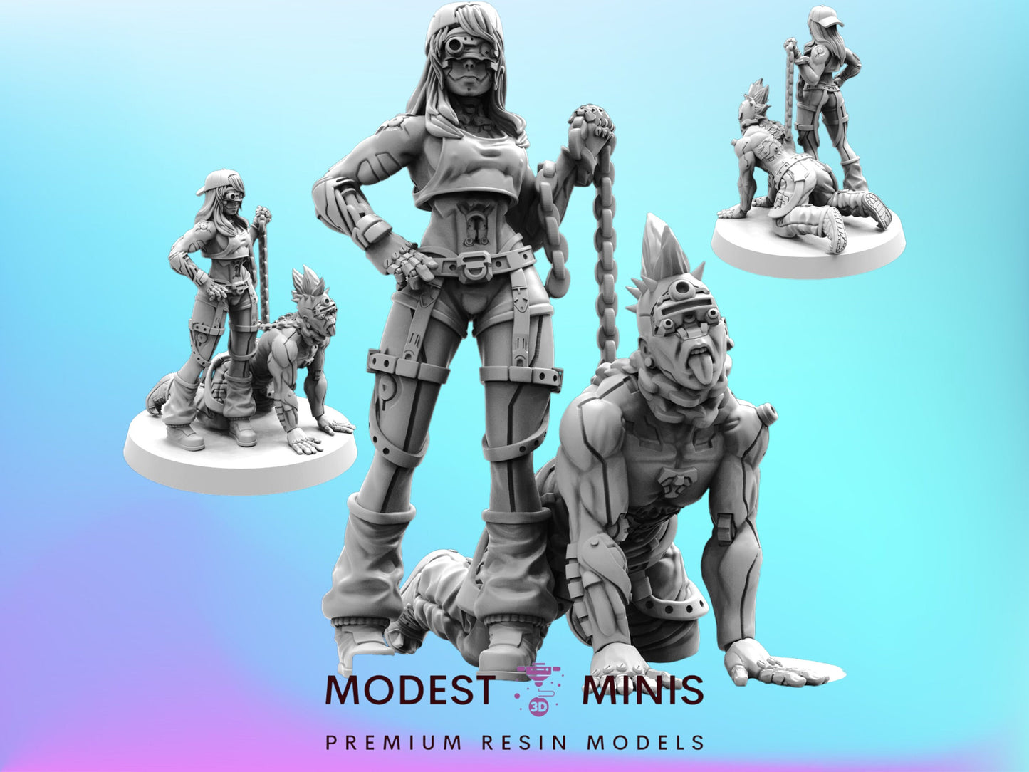 Haelstrom Gang Carla and Hwanji - 32mm Scale Cyberpunk Mini  | Papsikels