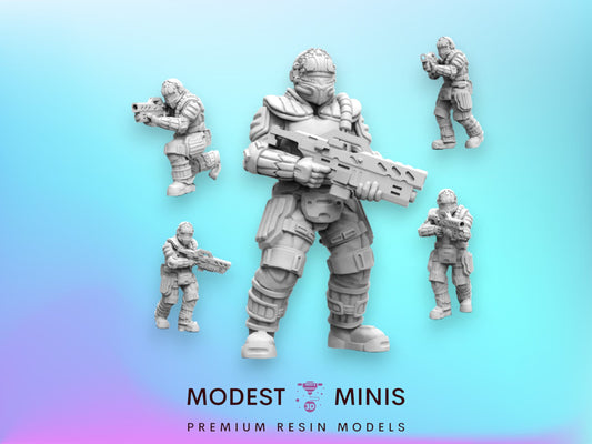 5pc PMD Grunt Squad - 32mm Scale Alien Miniature | RPG | Sci fi | Cyberpunk | Role Playing | DnD | Papsikel