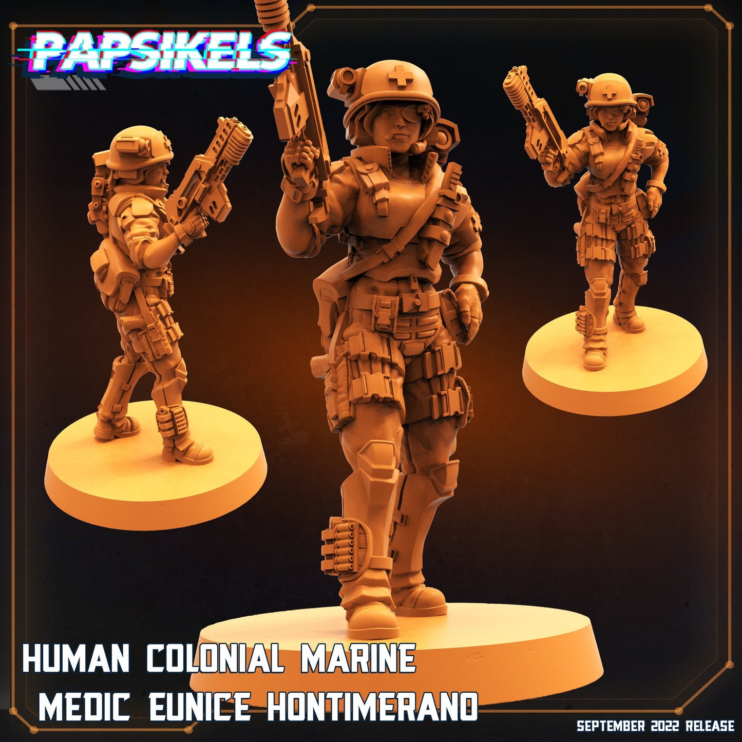 Female Marine Medic Eunice - 32mm Scale Alien Miniature | RPG | Sci fi | Law Upholders | Role Playing | DnD | Papsikel