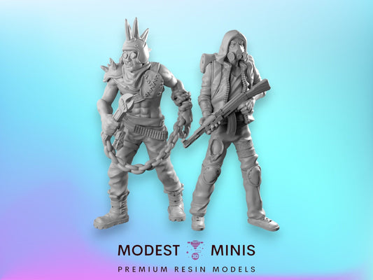 Survivor Skag and Slasher | 28mm - 100mm Scale Resin Mini | Zombicide | Vaultz
