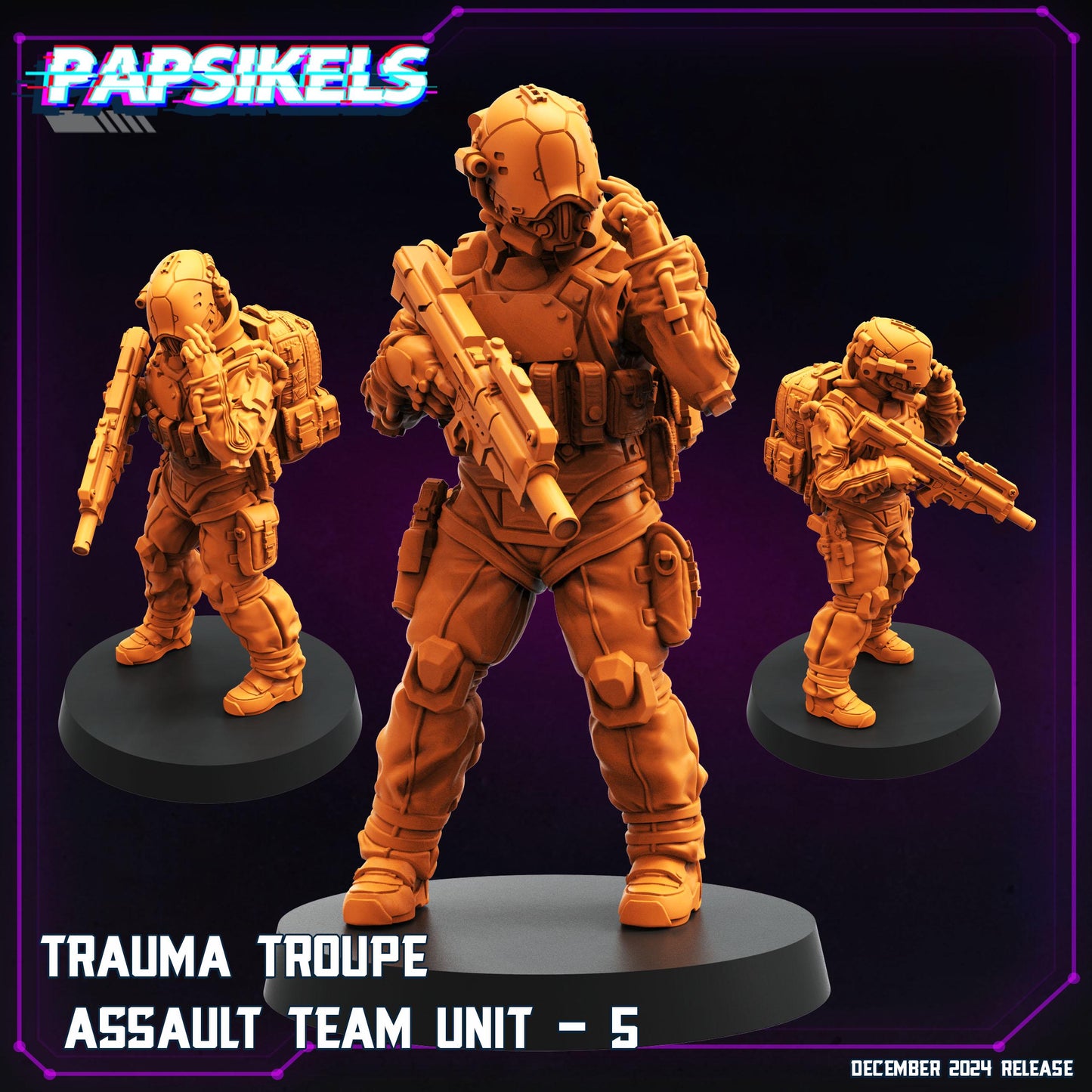 Trauma Troupe Assault Team - 28mm 32mm 40mm Scale Cyberpunk Mini  | Papsikels